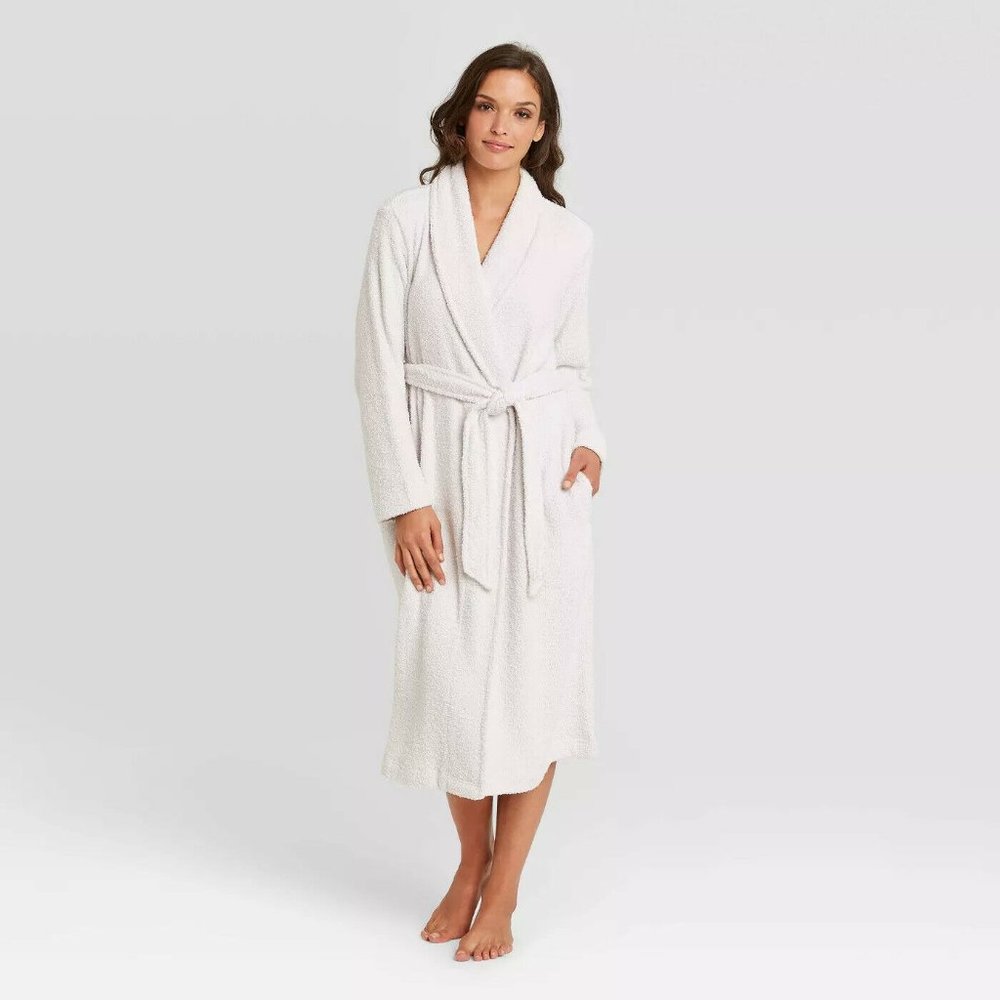 Women's Cozy Chenille Robe - Stars Above White XL/XXL